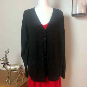 NWT Racheal Black Cardigan Lightweight Waffle Knit Sweater Size 2XL